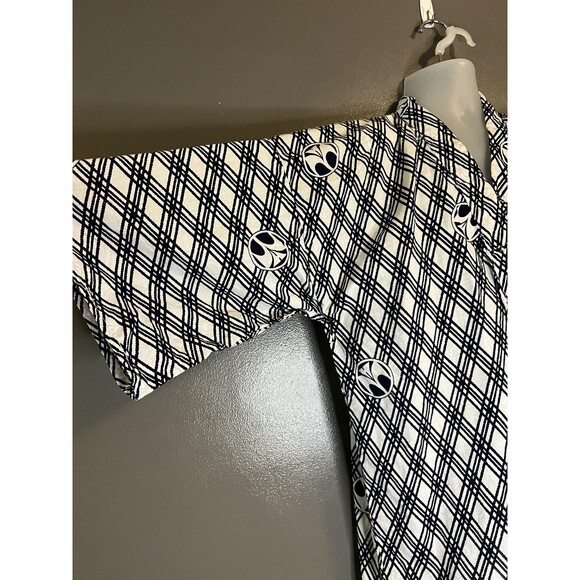 Vintage Japanese Yukata Kimono Robe Mens Large Black White Geometric Pattern 90s - Picture 5 of 8